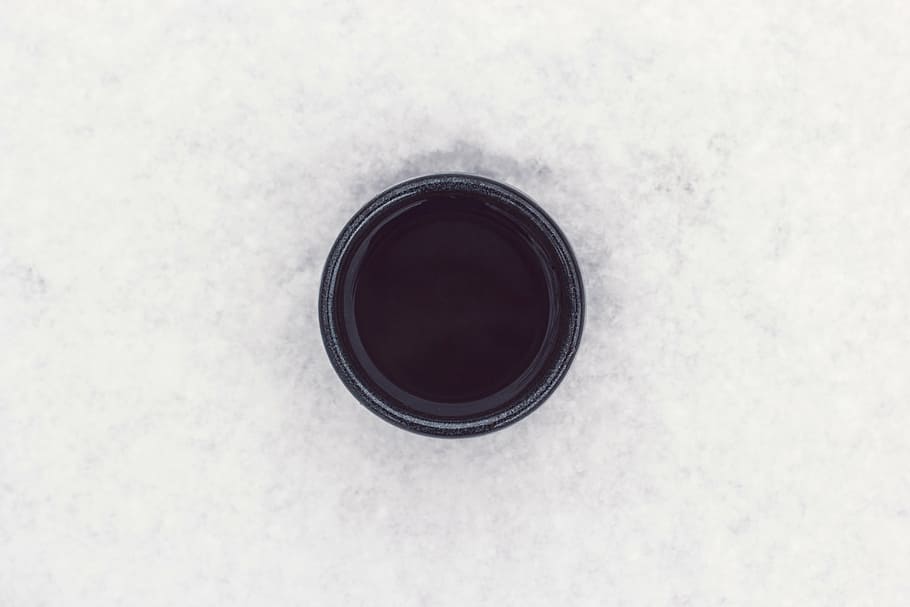 black paint in can on white surface, round, coffee, cup, circle HD wallpaper