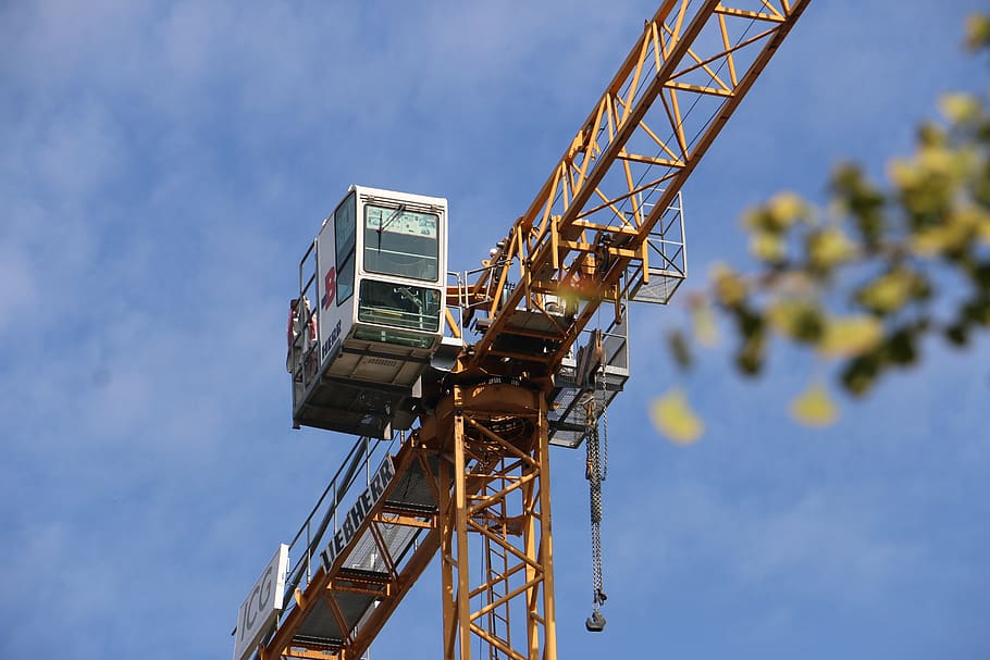 crane, construction, work, sky, industry, low angle view, day HD wallpaper
