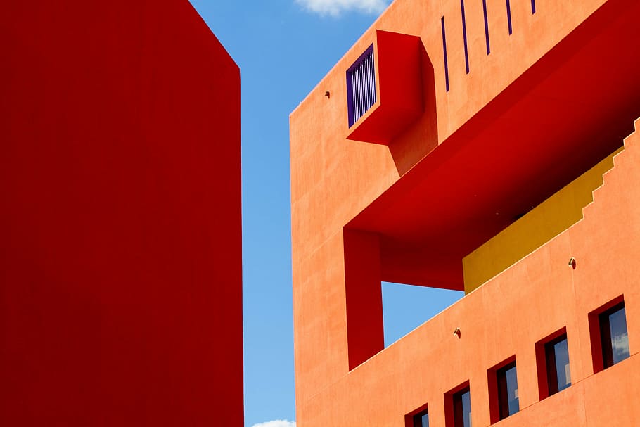 photo of orange painted building at daytime, buildings, structures HD wallpaper