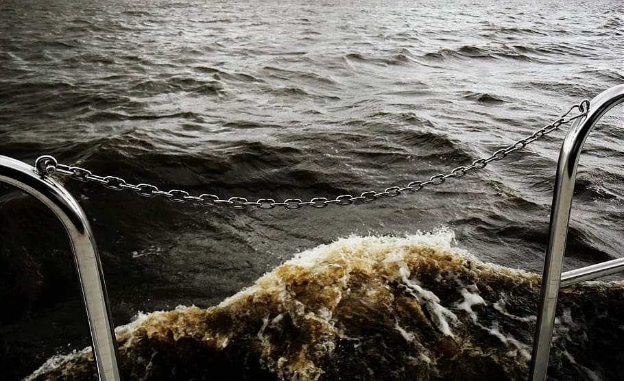 water, wave, railing, ship, head, waters, crossing, wave motion HD wallpaper
