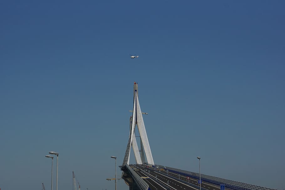 La Pepa Bridge, Cadiz, Spain, constitution of 1812, blue, sky, HD wallpaper