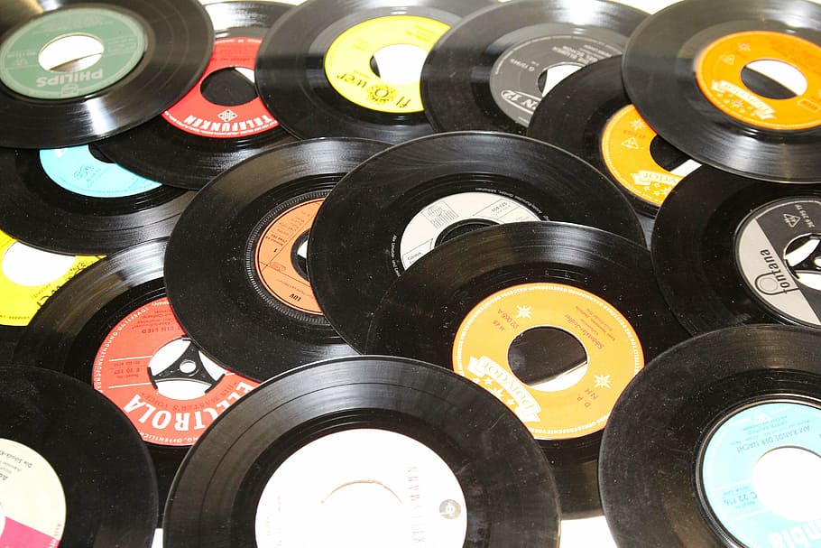 black vinyl record lot, music, old, junk, flea market, art HD wallpaper