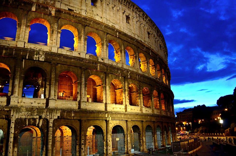 the Coliseum during dawn, Rome, Colosseum, Italy, Capital, ancient rome, HD wallpaper
