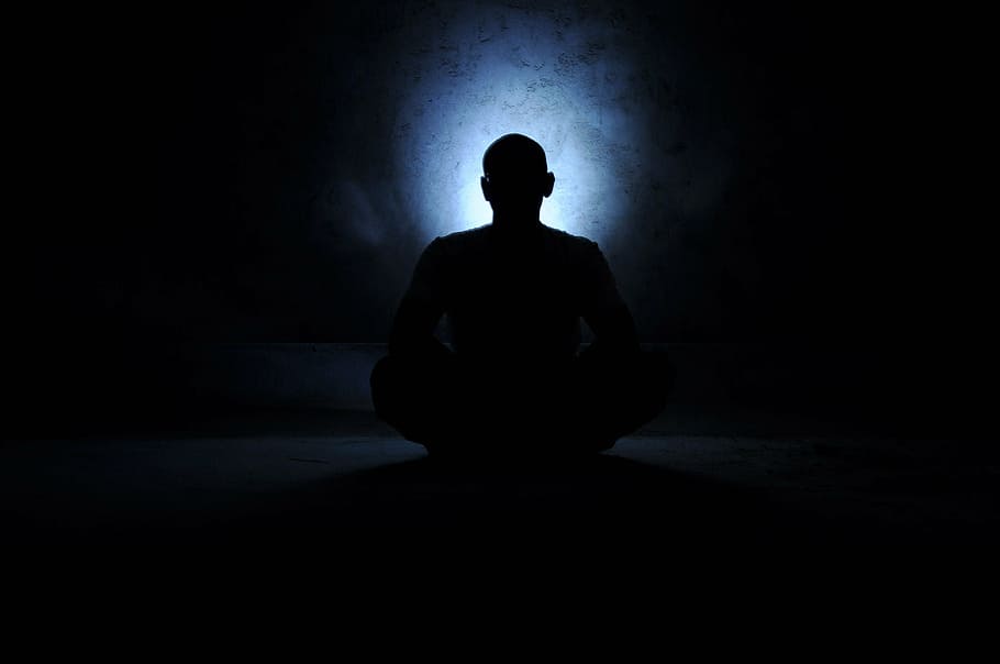 silhouette photography of person, saint, meditation, yoga, meditating, HD wallpaper