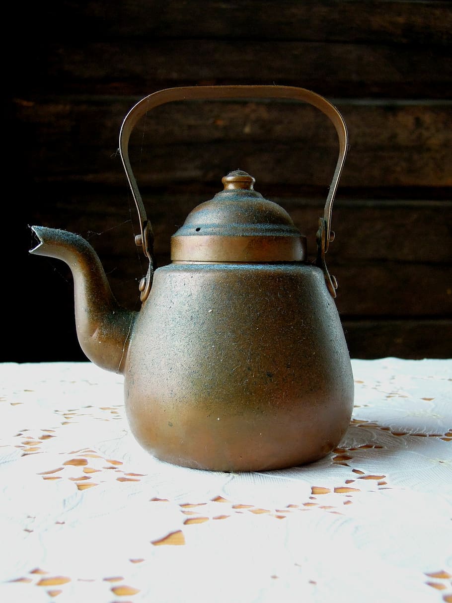coffee, coffeepot, old, retro, the dish, kitchen, home, brown HD wallpaper