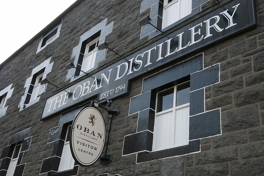 Whiskey, Scotland, Oban, Sign, Facade, text, building exterior, HD wallpaper