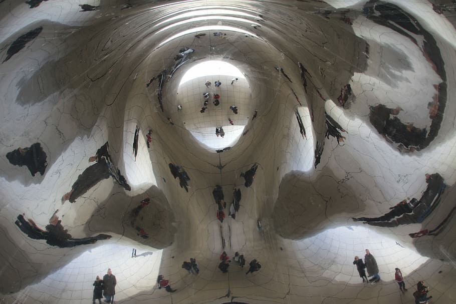 Mirroring, Chicago Bean, Gloss, indoors, standing, low angle view HD wallpaper