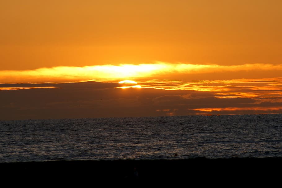 Sunset, Light, Twilight, abendstimmung, clouds, afterglow, sea HD wallpaper