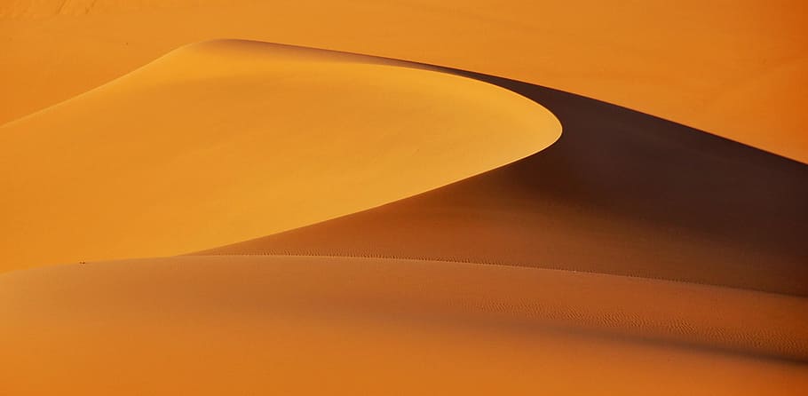 sand dunes graphic wallpaper, dessert digital wallpaper, orange HD wallpaper