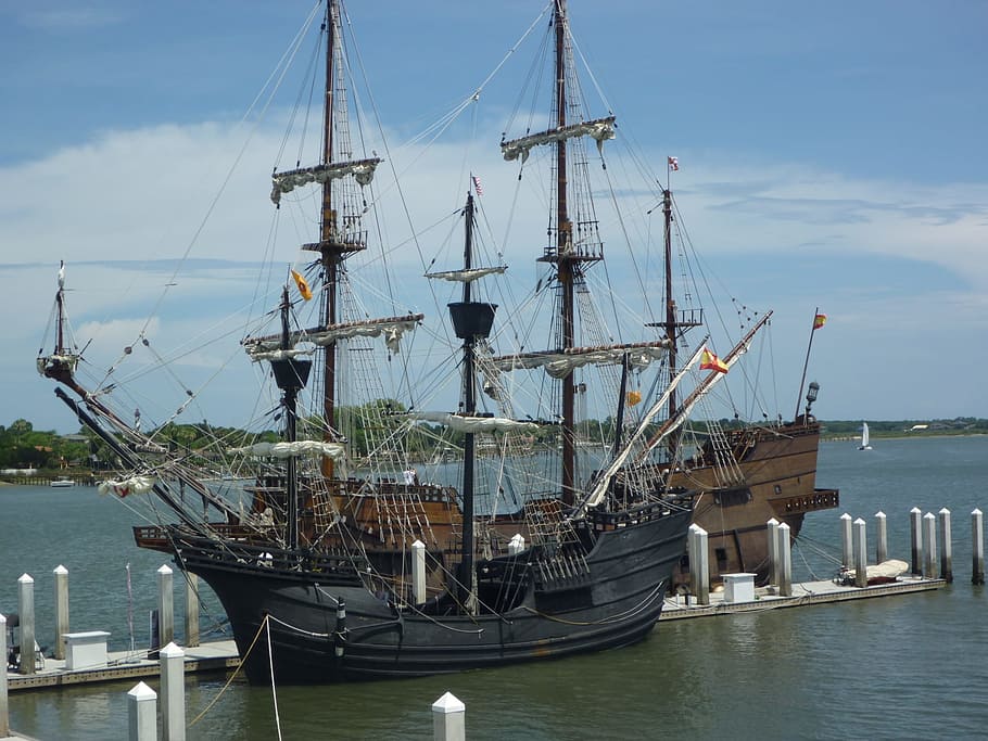 pirate ship, sailing, old, vessel, ocean, nautical vessel, transportation HD wallpaper
