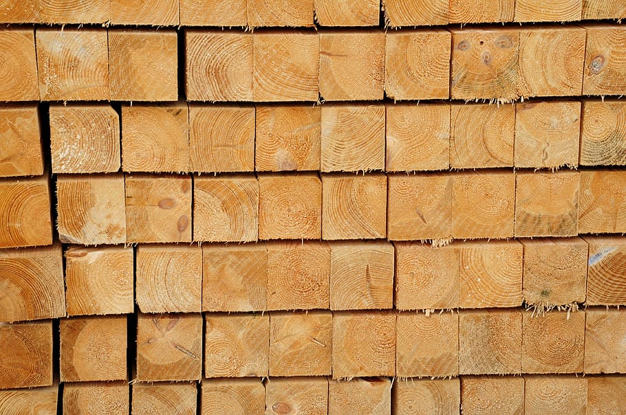 brown wooden blocks, timber, bar, tree, forestry, pile, stacked up HD wallpaper