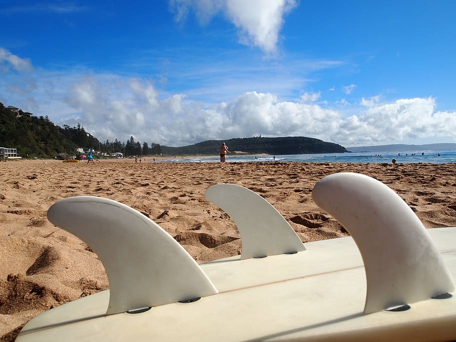 beach, surfboard, summer, sand, sky, cloud - sky, land, sea HD wallpaper