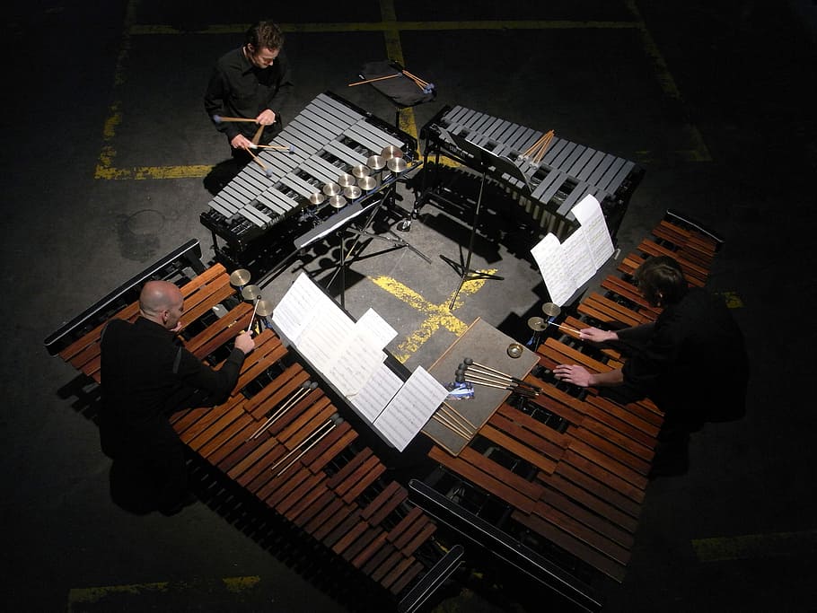 Percussion, Quartet, arcoop, high angle view, music, night HD wallpaper