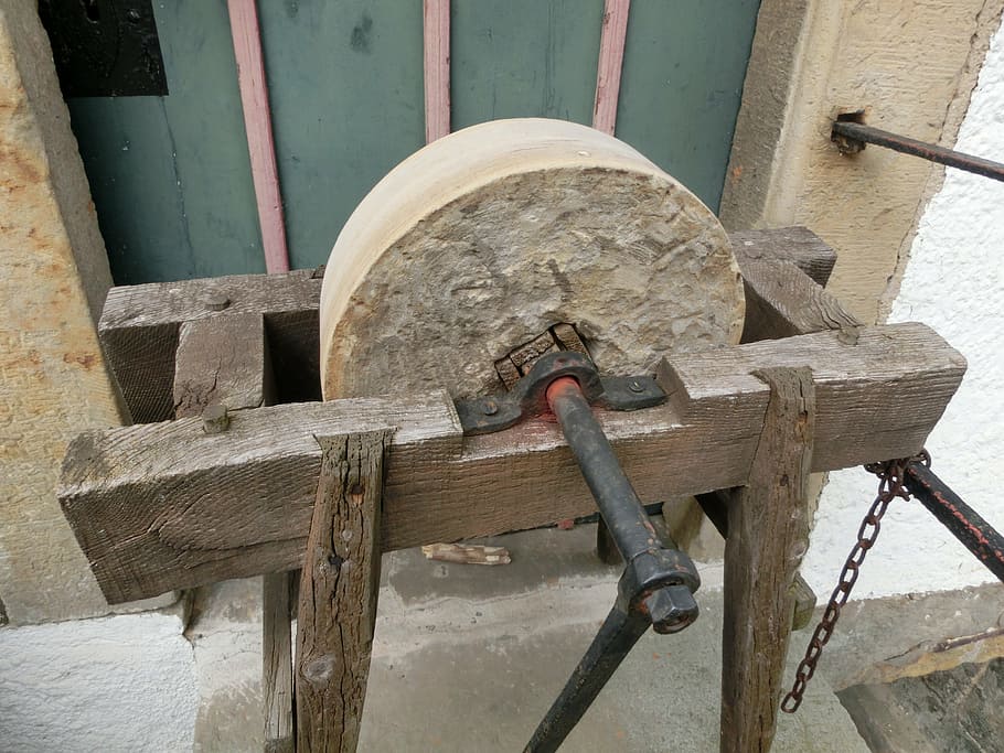 middle ages, grinding stone, tool, workshop, scissors grinder HD wallpaper