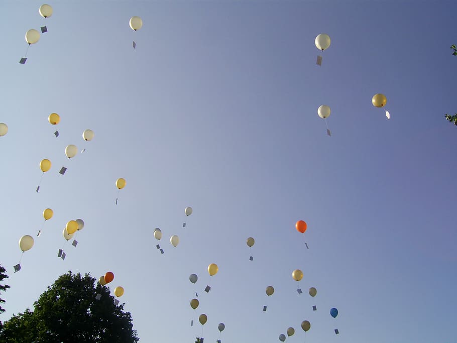 balloons, sky, competition, mid-air, low angle view, flying HD wallpaper