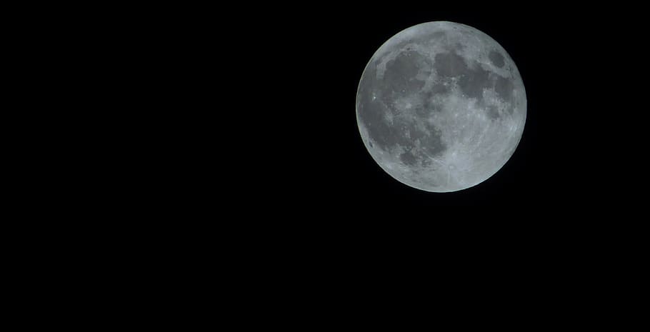 photography of full moon, night, black, planet, stars background HD wallpaper