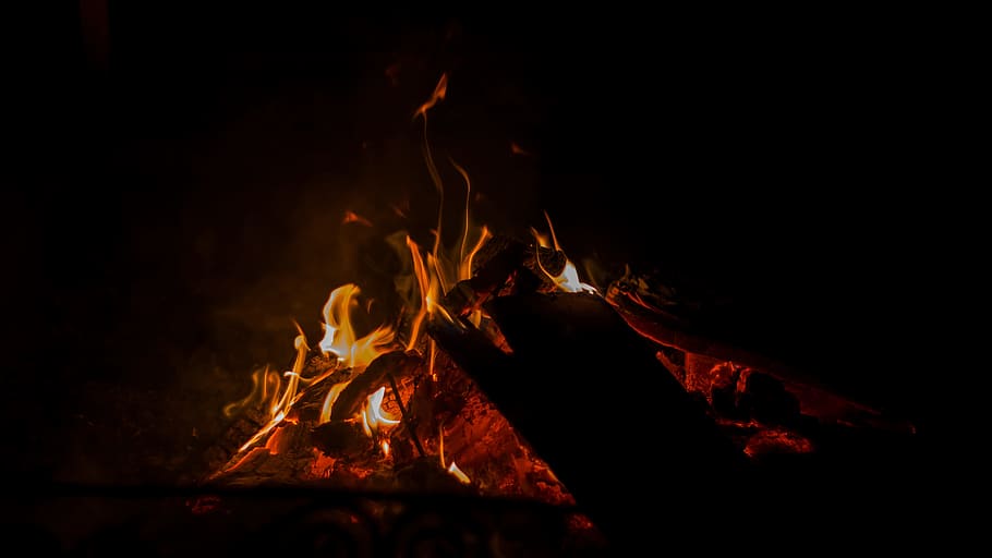fire, flame, mood, charcoal, burn, hot, heat, brand, embers, HD wallpaper