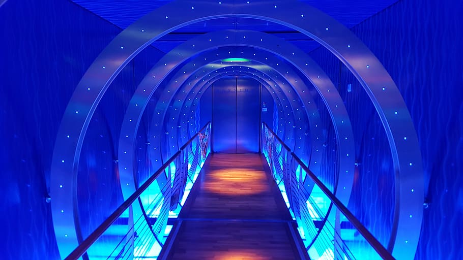 aida, time tunnel, futuristic, passage, anytime bar, away, aidablu, HD wallpaper