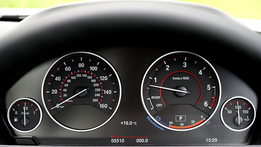 black and white speedometer, close-up, dashboard, tachometer HD wallpaper