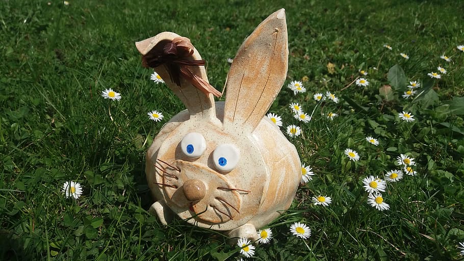hare, easter, spring, plant, grass, representation, flowering plant HD wallpaper