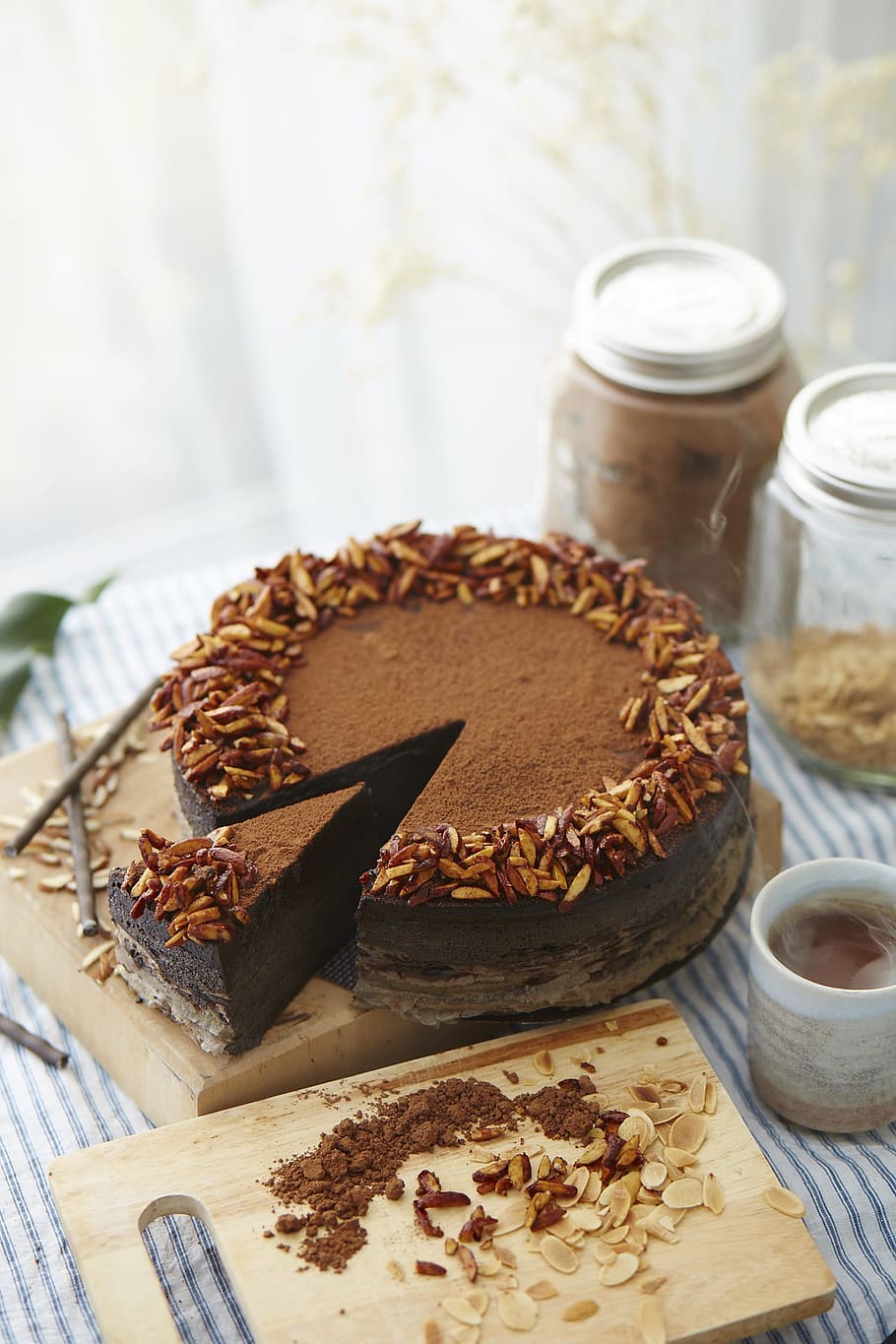 food, cup, drink, tea, bakery, baking, cake, chocolate, chopping board HD wallpaper