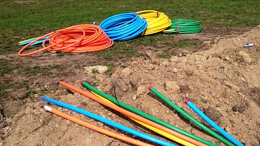 cable, cables, protection, media, colorful, building, excavation HD wallpaper