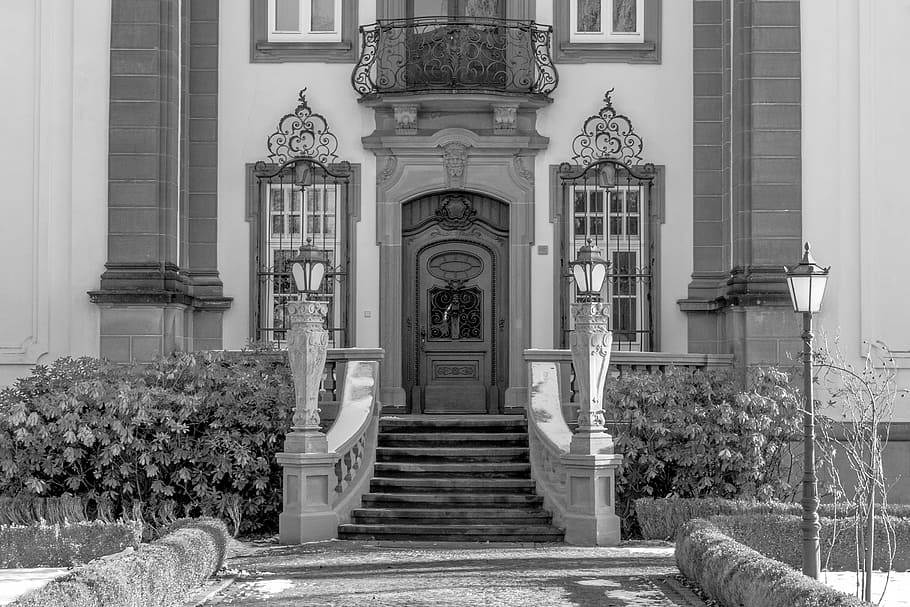 Castle, Door, Input, Stairs, Garden, Hof, old, wood, historically HD wallpaper