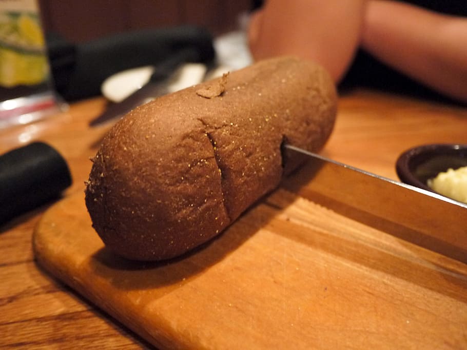 Bread, Loaf, Knife, Food, cutting, kitchen, homemade, bakery