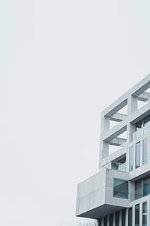 concrete building, low angle photography of white concrete building HD wallpaper