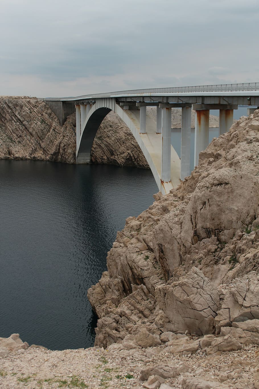 bridge, sea, water, be, rock, sky, croatia, architecture, stainless HD wallpaper
