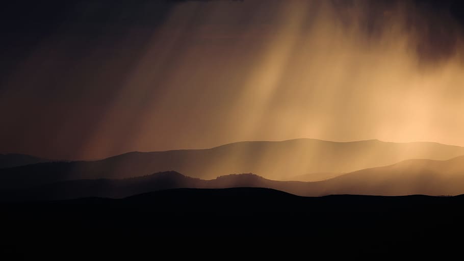 N48.119620°, E24.546544°, silhouette of mountain with sun rays, HD wallpaper