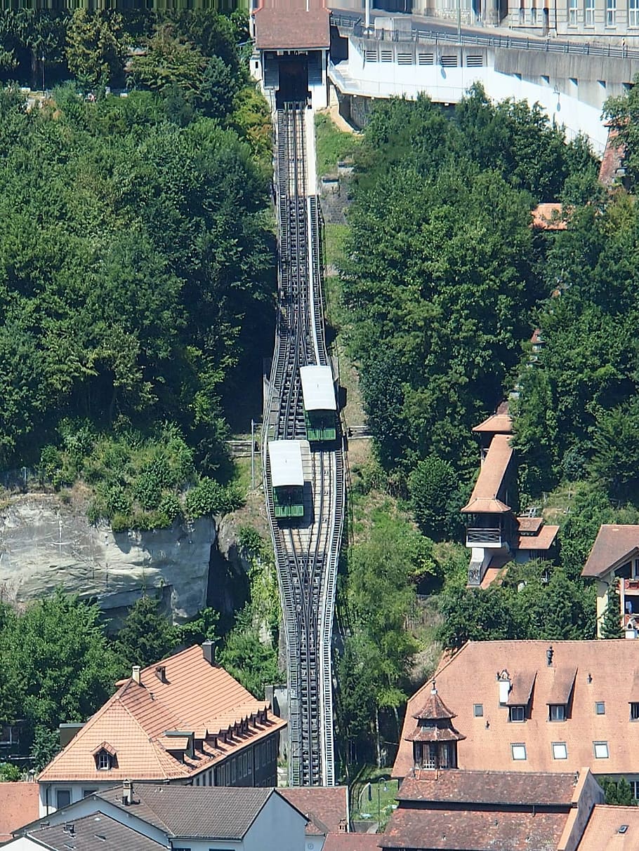 Freiburg, Passenger Transport, rack railway, tree, built structure, HD wallpaper