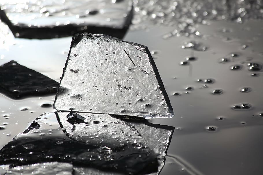 ice floe, back light, evening light, cold, close, close-up HD wallpaper