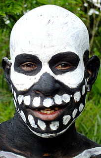mask, painted, face, black, white, makeup, artistic, colored HD wallpaper
