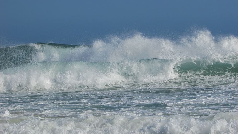 Waves, Spray, Foam, Sea, Wind, water, motion, waterfront, nature HD wallpaper