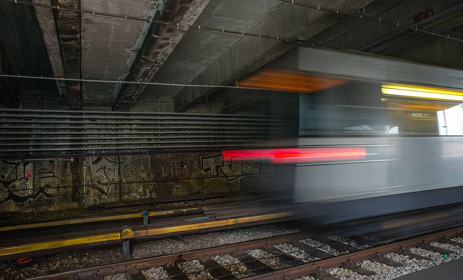 train railway, metro, speed, underground, tail lights, transport HD wallpaper