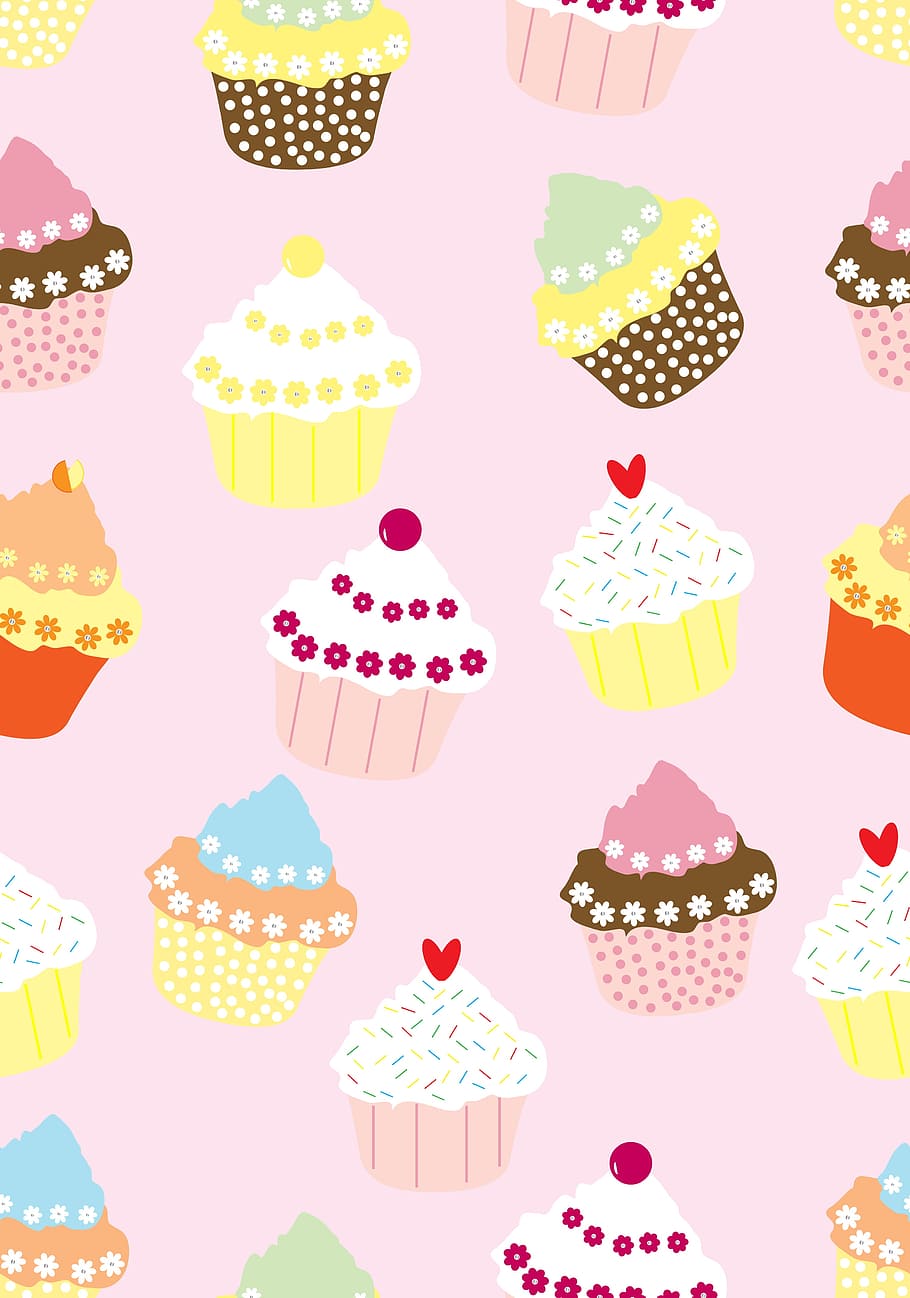 cupcake animated photo, cupcakes, wallpaper, background, seamless, HD wallpaper
