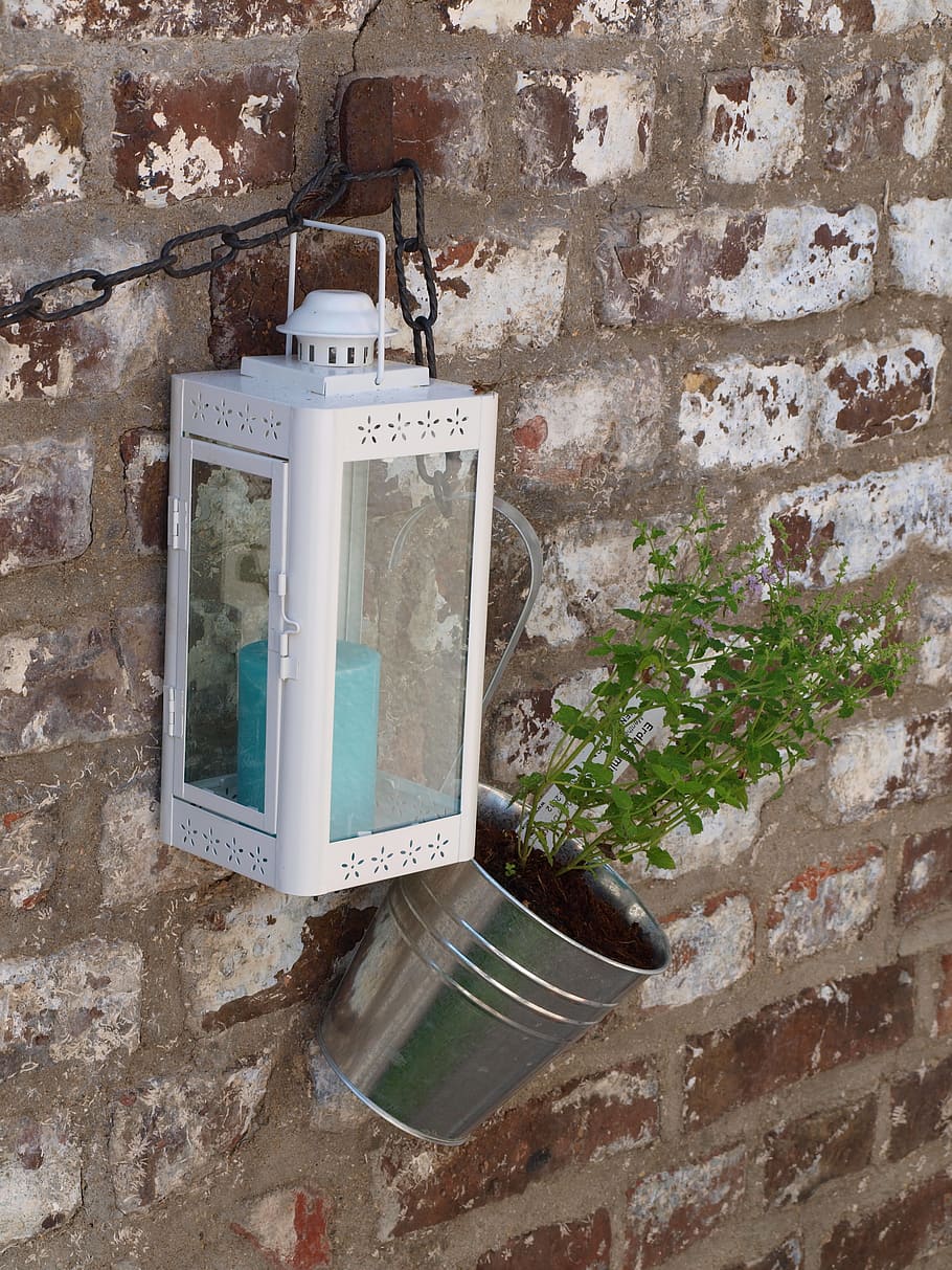 lamp, bricks, still life, wall - building feature, architecture HD wallpaper