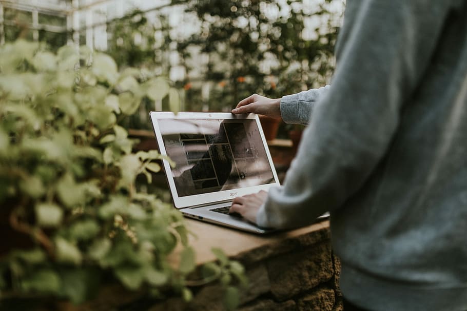 Sponsored by Google Chromebooks, person holding silver laptop inside building during daytime, HD wallpaper