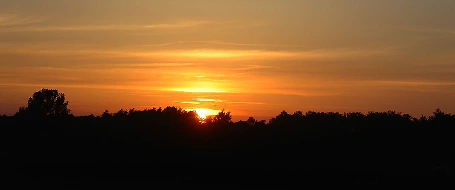 Sunset, Orange, abendstimmung, evening sky, red, orange sky HD wallpaper