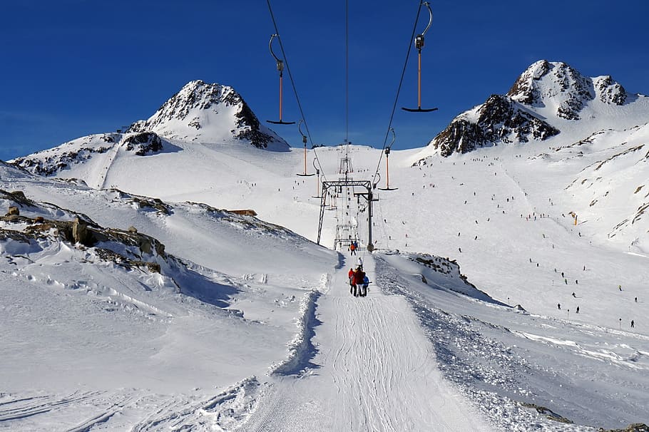 sölden, austria, skiing, mountains, alps, nature, slopes, snow-capped peaks HD wallpaper