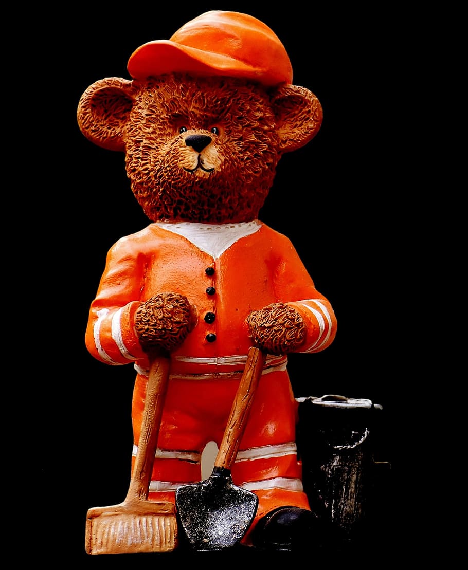 bear, profession, refuse collector, figure, cute, sweet, funny HD wallpaper