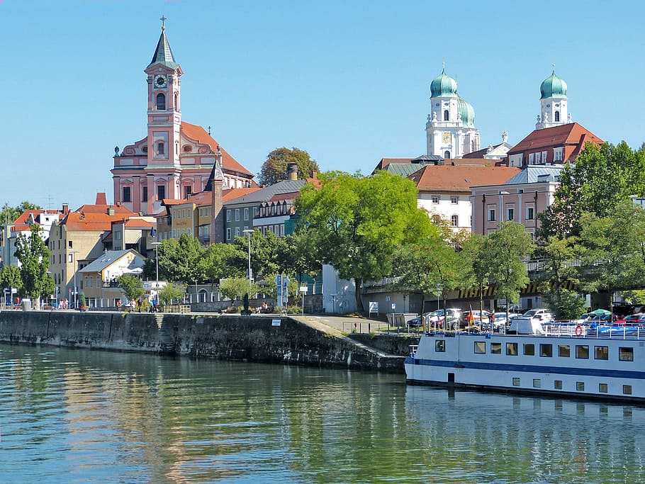 Passau, Towers, Danube, water, travel destinations, tree, architecture HD wallpaper