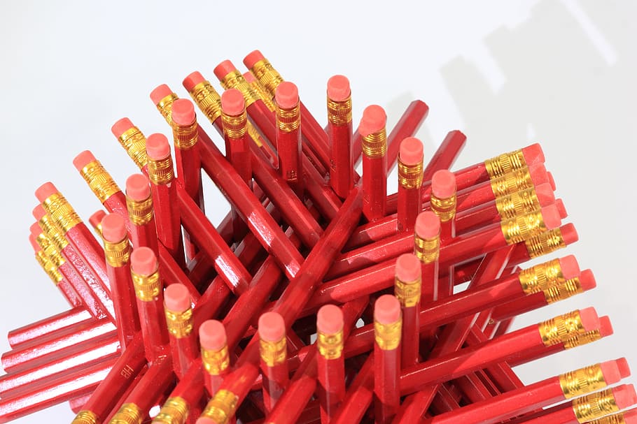 pencil, superglue, pointless, hexastix, writing, office, red HD wallpaper