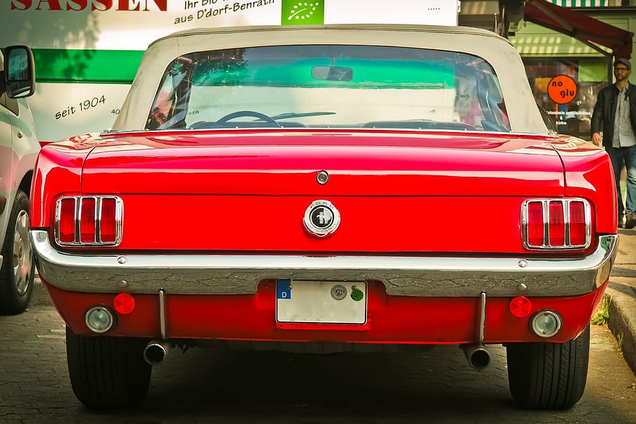 classic red car, auto, ford, oldtimer, automotive, vehicle HD wallpaper