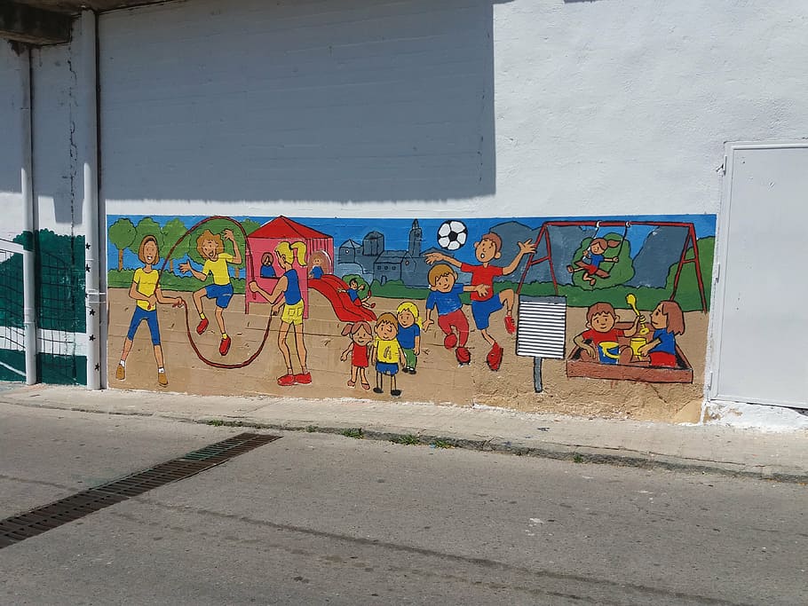 drawing, games, child, graffiti, street, architecture, built structure HD wallpaper