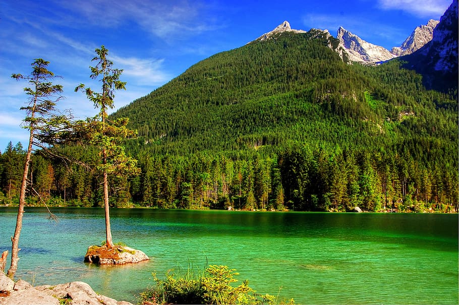 nature's photography of lake near mountain, ramsau, hintersee HD wallpaper