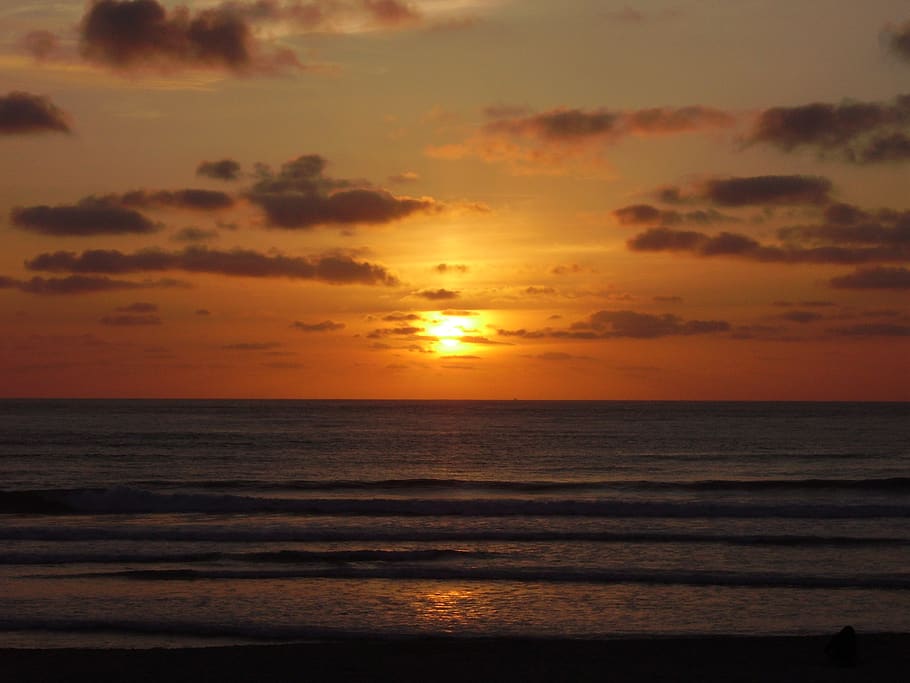 sol, sunset, landscape, eventide, holidays, beach, mar, ocean HD wallpaper