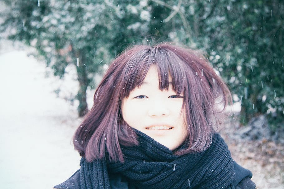 Girl in snow, people, outdoors, women, winter, nature, females HD wallpaper