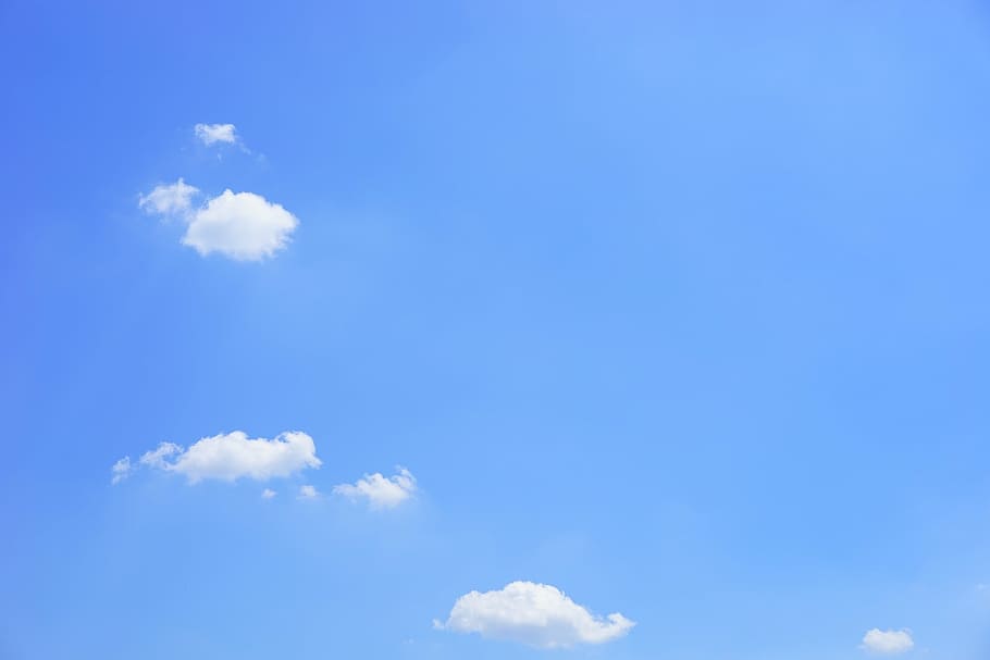 white clouds on sky, cumulus clouds, summer day, blue, sunny HD wallpaper